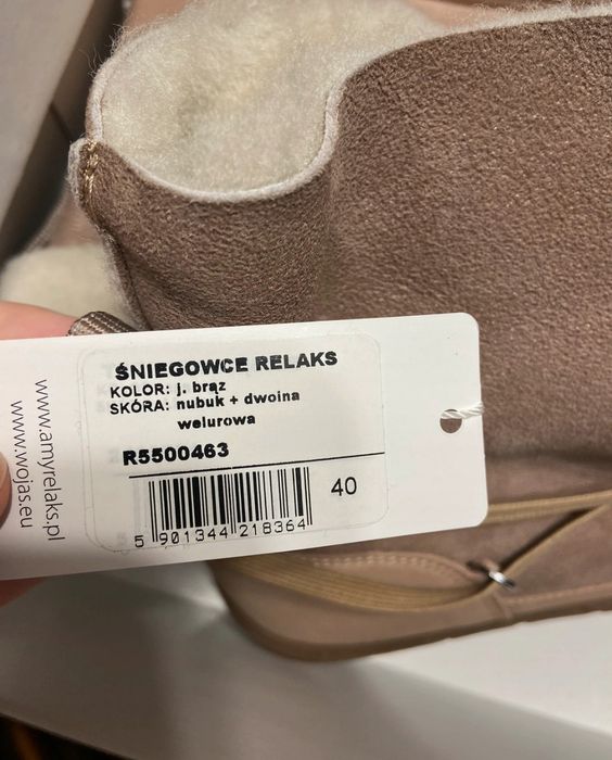 Śniegowce damskie botki na zimę Relaks 40 beżowe
