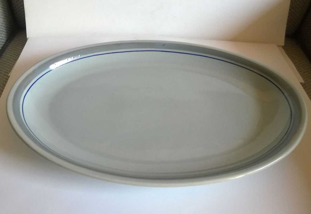 Duży półmisek owalny 33 cm szaroniebieski patera porcelit Pruszków