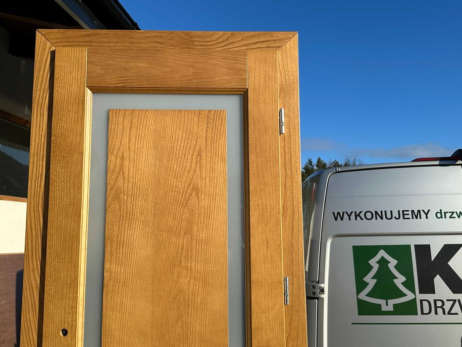 Drzwi drewniane jesion OD RĘKI z ościeżnicą regulowaną CAŁA POLSKA