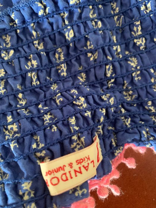 Vestido estampado azul Lanidor alças T 8 anos