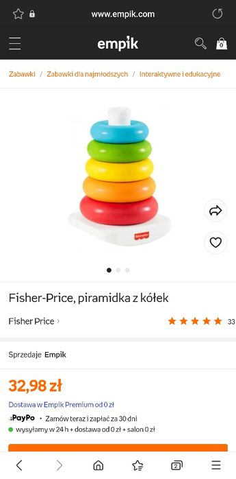 Fisher-price piramidka z kólek