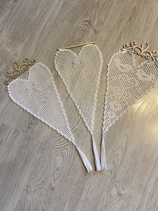 Serce szydełko zawieszka do okna