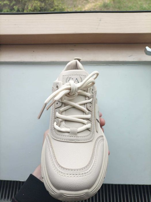 HIT Beżowe Sneakersy na MEGA Platformie