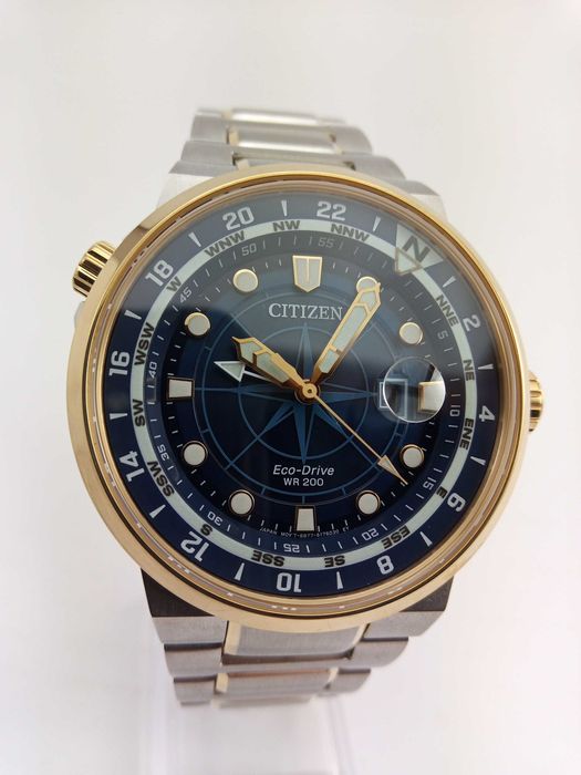 Японские 200м часы Citizen EcoDrive BJ7144-52L сапфир GMT второе