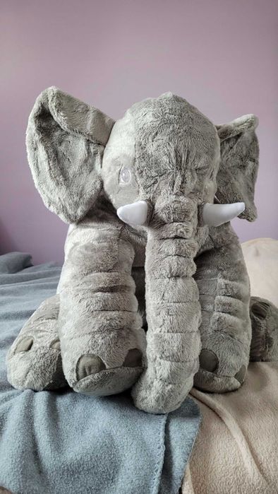 XXL Słoń Pluszowy Przytulanka Poduszka 70 cm Zabawka Dzieci Na Prezent