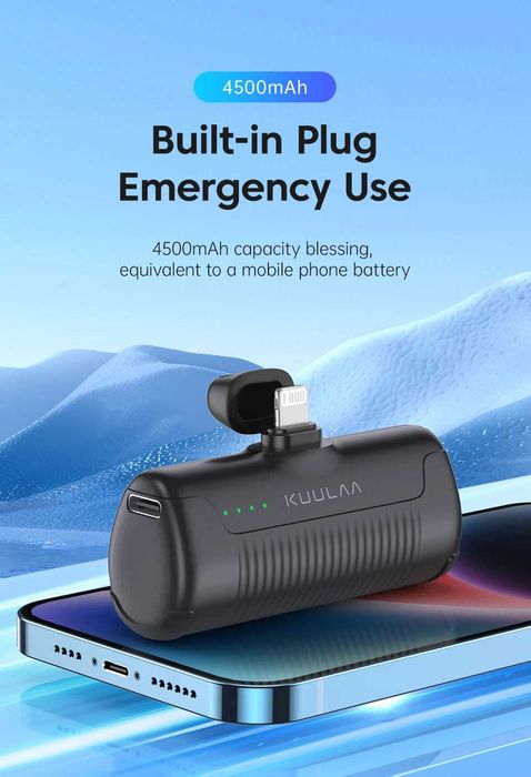 Mini Power Bank de Bolso KUULAA 4500mAh Lightning – Novo
