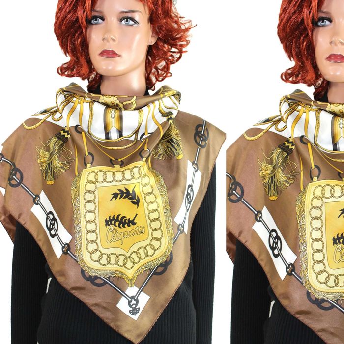 d5 Stylowa Satynowa Chusta Apaszka Klasyczny Wzór 88x89