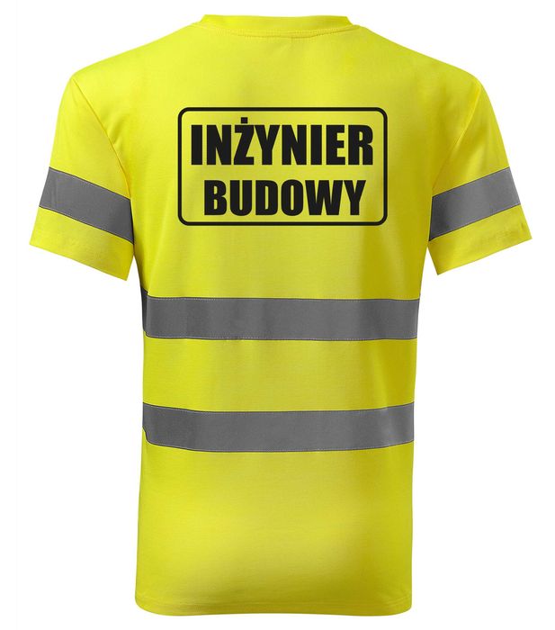 koszulka robocza odblaskowa inżynier budowy, koszulka na budowę