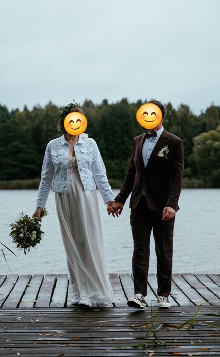 Suknia ślubna boho, glamour koronka/muślin (koronkowa, muślinowa)