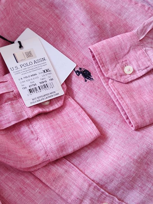 NOWA z metką duża (2XL) męska koszula U.S. Polo Assn. 100% len
