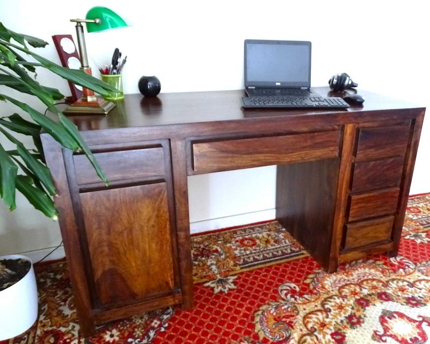 Indyjskie biurko z litego drewna palisander + krzesło – AlmiDecor