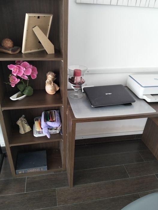 Conjunto de secretária e estante e módulo