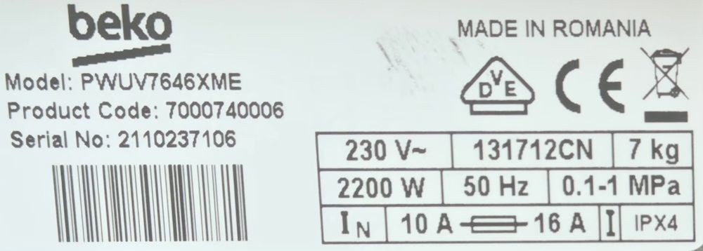 Pralka Beko 7kg slim z transportem,Gwarancja