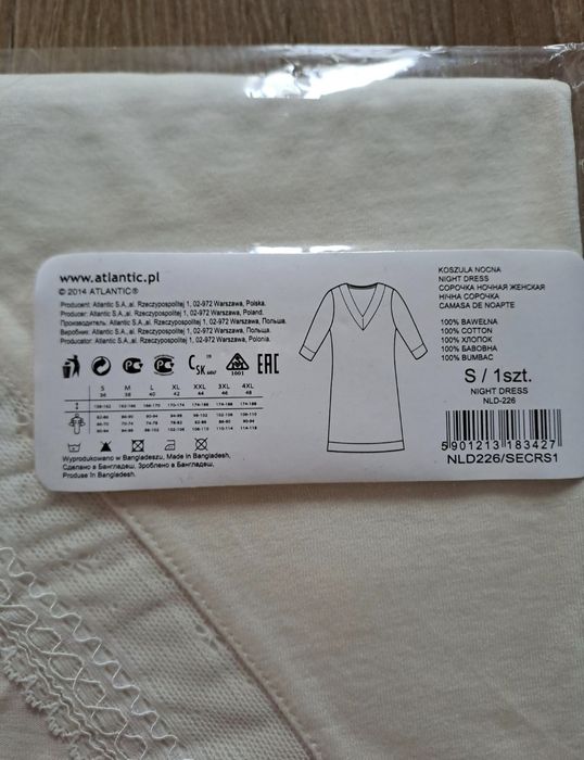 Koszula nocna Atlantic, rozmiar S, bawełna