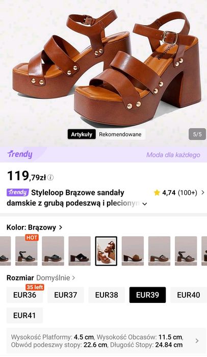 Sandały damskie na słupku I platformie rozm 39 stan idealny