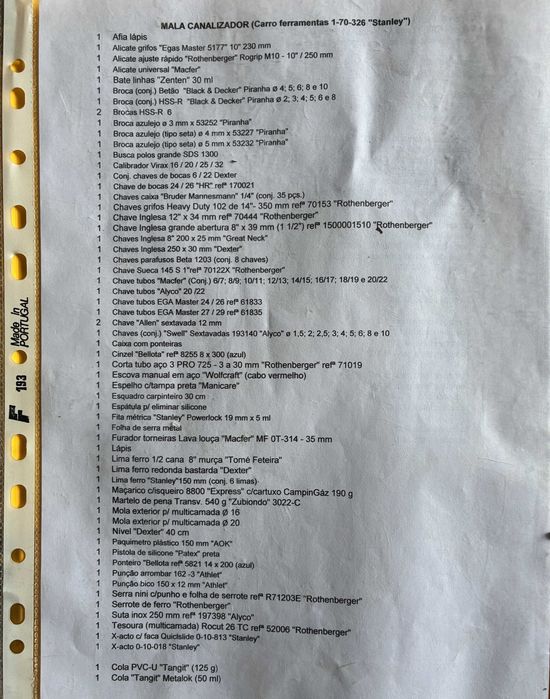 Mala com ferramentas e materis para canalizador