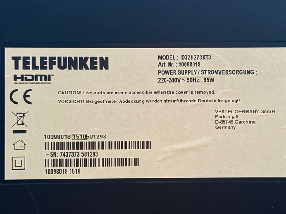 Телевізор Telefunken / 32″ / HD Ready