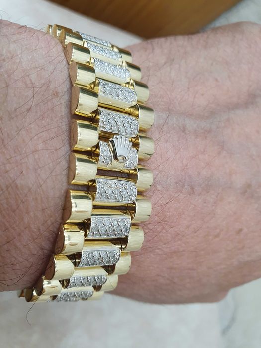 BRANSOLETKA 14K,Z Diamentami-410szt,Waga-67.2 gr.ZŁOTA 585.-EKSLUZYWNĄ