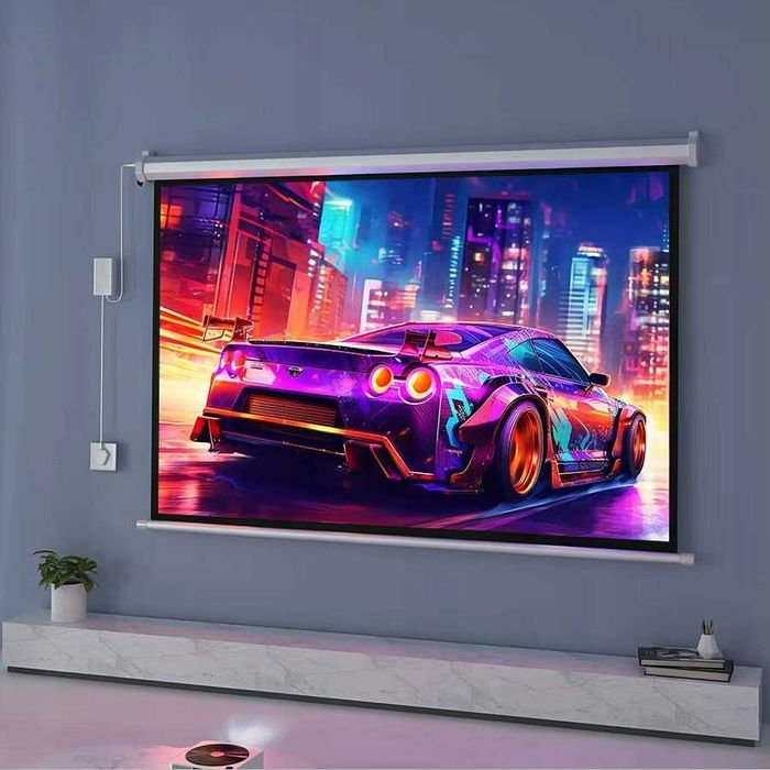 Проекційний екран електричний 100 дюймів 220х125см. 16:9. Підвісний екран для проектора. Подвесной экран. Проекционный экран