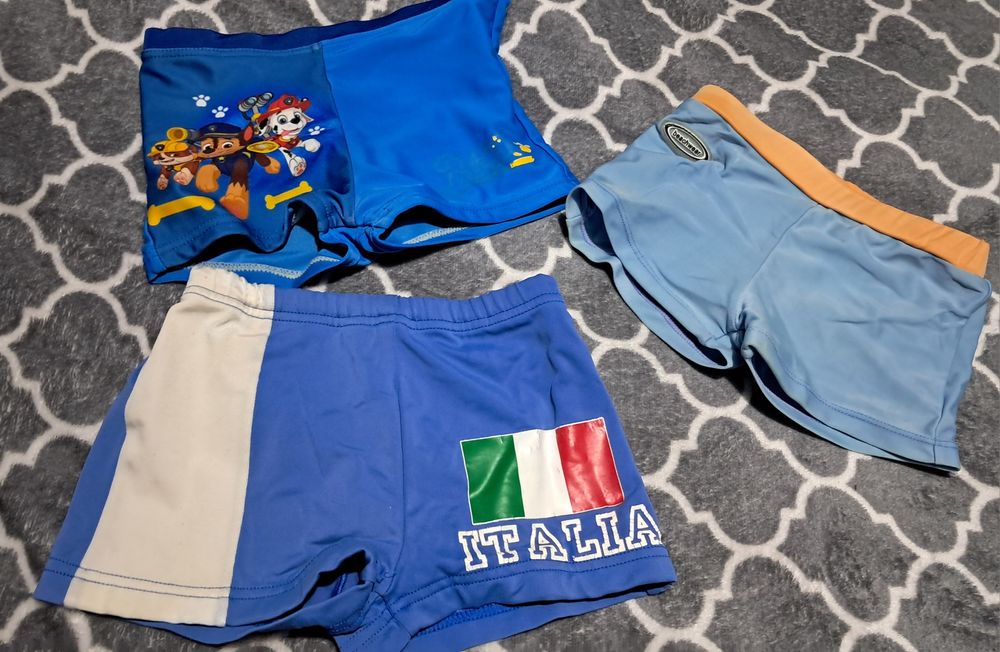 Zestaw 3x kąpielówki majtki kąpielowe + kaszkietówka kaszkiet r ok 110