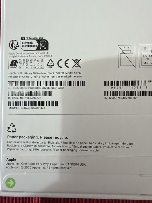 Iphone 18 Pro Max 512GB Bordö selado