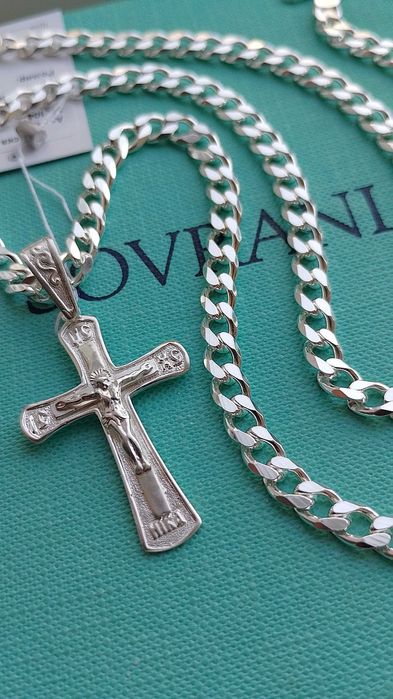 Серебряная цепочка 32 гр 60 см цепь Панцирь Картье  панцирное плетение