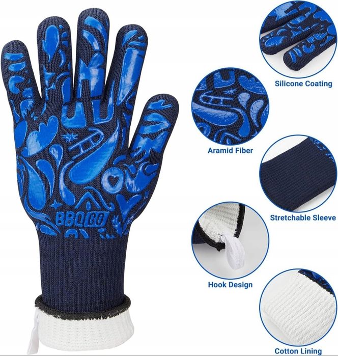 BBQGO Rękawice do Grilla Ognioodporne