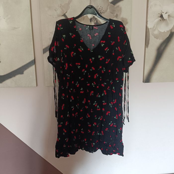 Nowa sukienka plus size, wisienki, jedwab