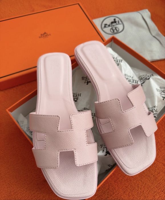 Шльопки Hermes  40 ,41, рожеві , літнє взуття рожеве