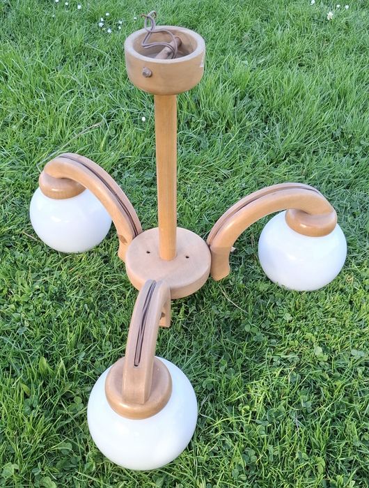 Lampa drewniana 3 żarówki E24