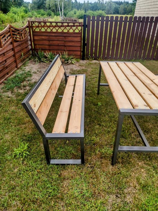 Meble ogrodowe, loft stół i dwie lawki