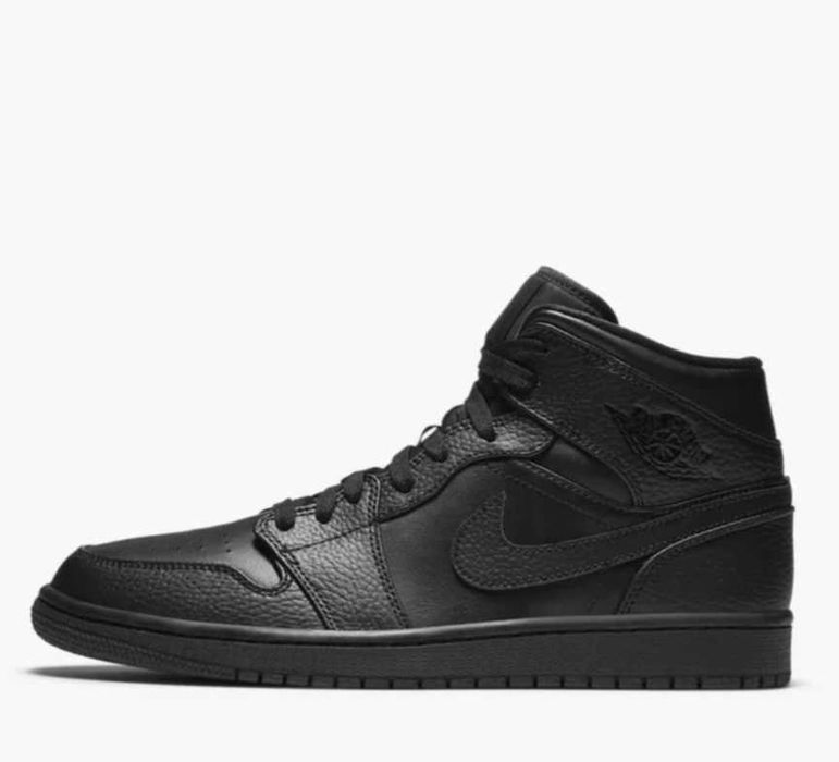 Nike р.50 стельки-33см Air Jordan 1 Mid Triple Black кожаные кроссо