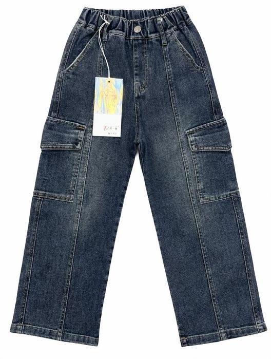 Джинси карго для дівчинки 134–164  широкі сині штани підліткові