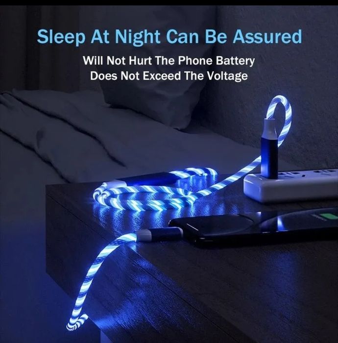 Светодиодный зарядный кабель, для Android type C, Apple,  3 в одном