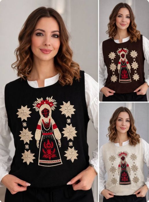 Вишита жіноча манішка жилет вишиванка манішка