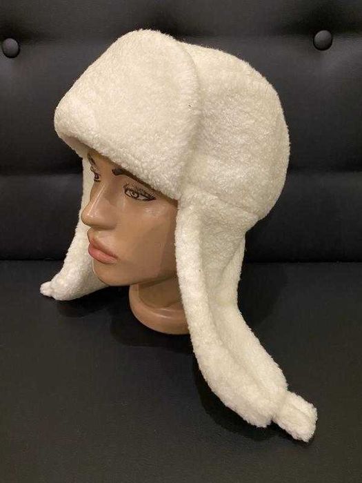 Вушанка ушанка барашек тедди молочный цвет флис на кнопочках