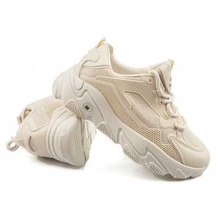Sportowe sneakersy na grubej podeszwie beżowe r 39