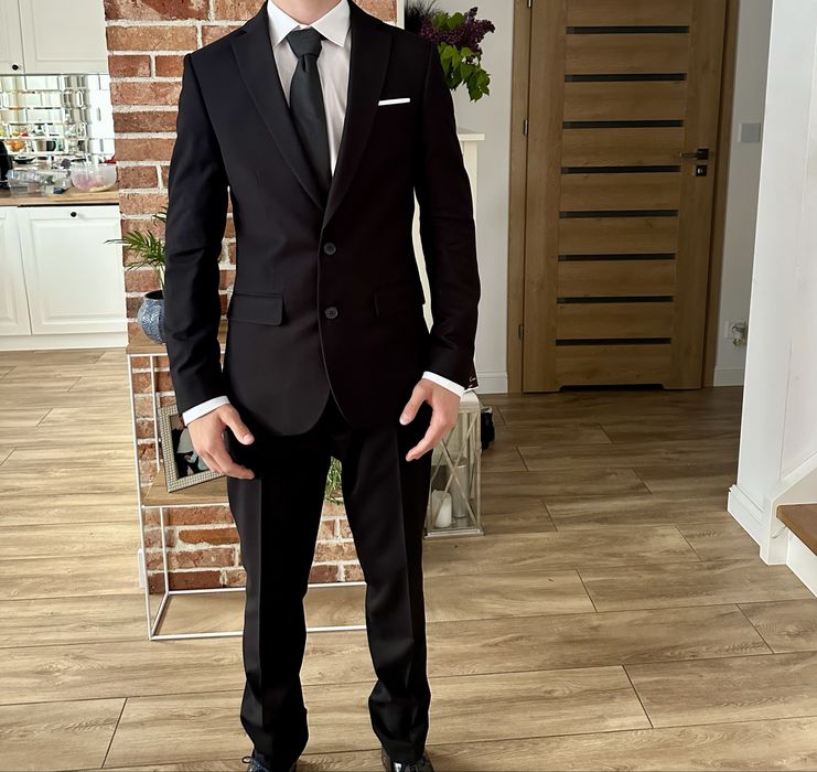 Garnitur Slim czarny 175 cm wzrostu