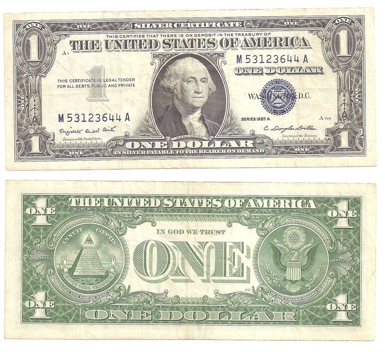 Банкнота 1 Доллар США 1957 год серебряный сертификат