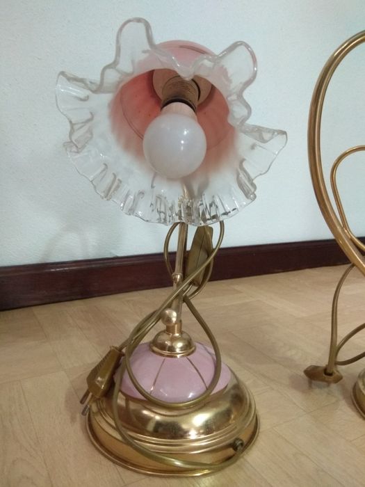 Conjunto candeeiros quarto tons rosa