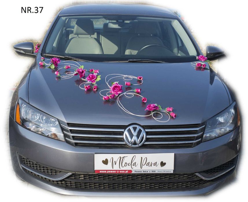 Wystrój samochodu do ślubu.Dekoracja na auto.Ozdoby 037