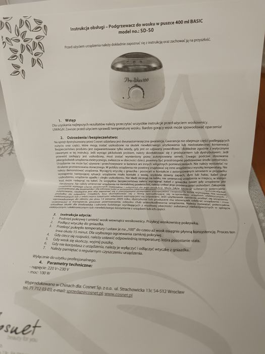 Podgrzewacz do wosku