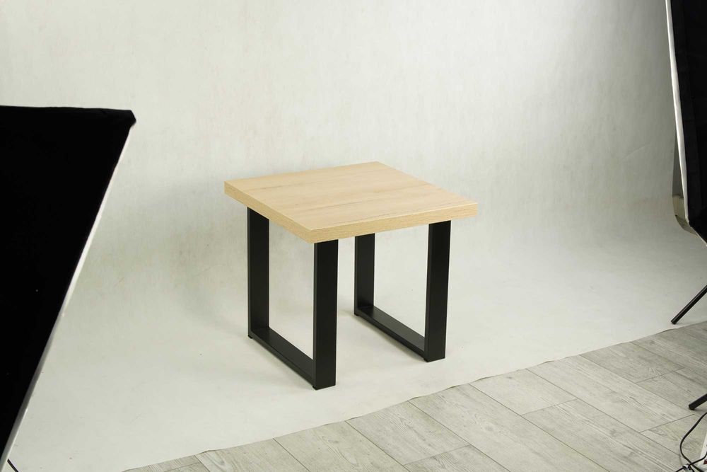 STOLIK KAWOWY LOFT - Metalowe Nogi + Gruby Blat - Nowoczesny, solidny
