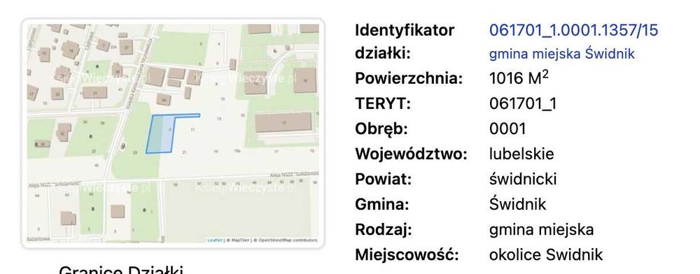 Działka budowlana 1016 m² – Świdnik | blisko lasu i centrum | media