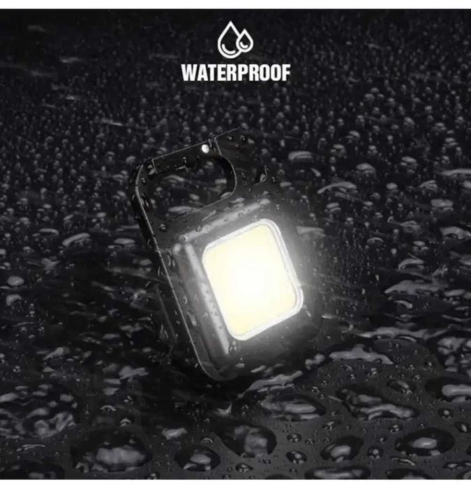 Скидка -30%!Фонарик брелок аккумуляторный c карабином и магнитом