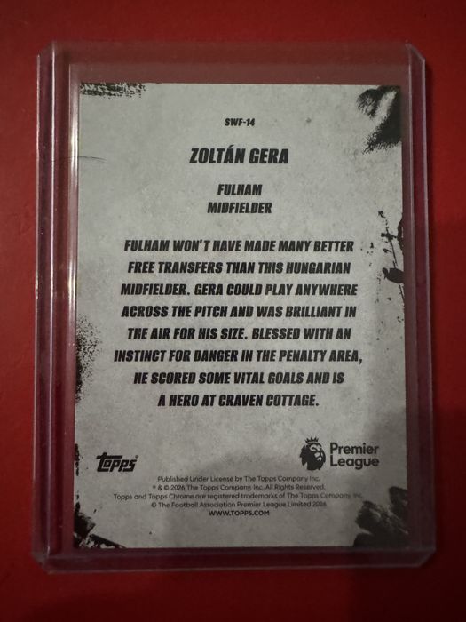 2025-26 Topps Chrome PL Zoltan Gera Streets Won’t Forget SWF-14 Fulham