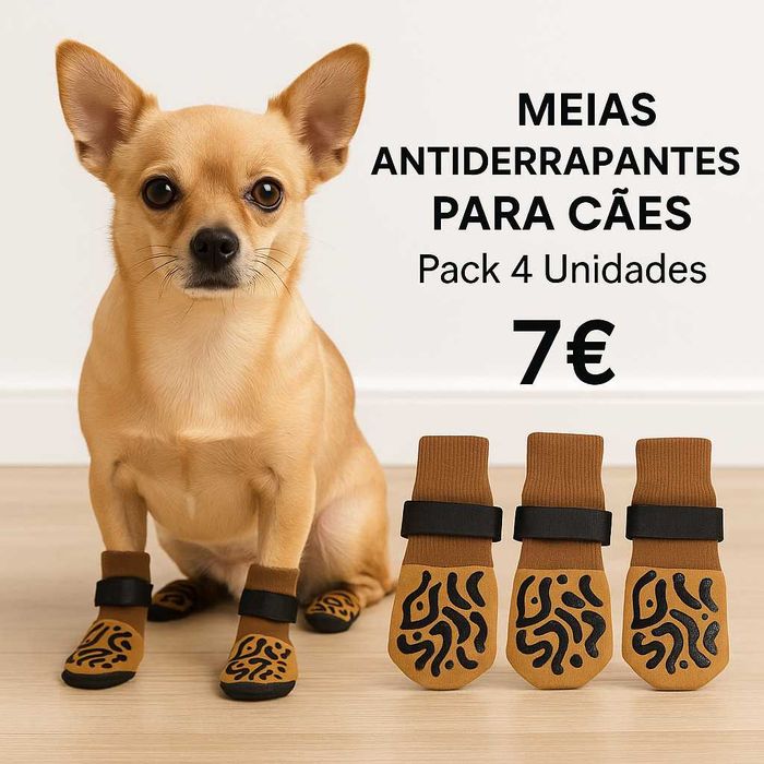 Meias Antiderrapantes para Cães – Pack 4 Unidades