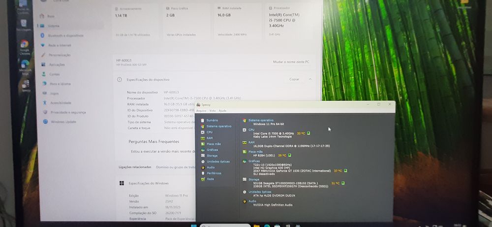 Pç LowGaming 7ªG|i5-7500|16G|NVMe-256+HD1TB|TPM2.0|GT1030-2G|5G+BT|W11
