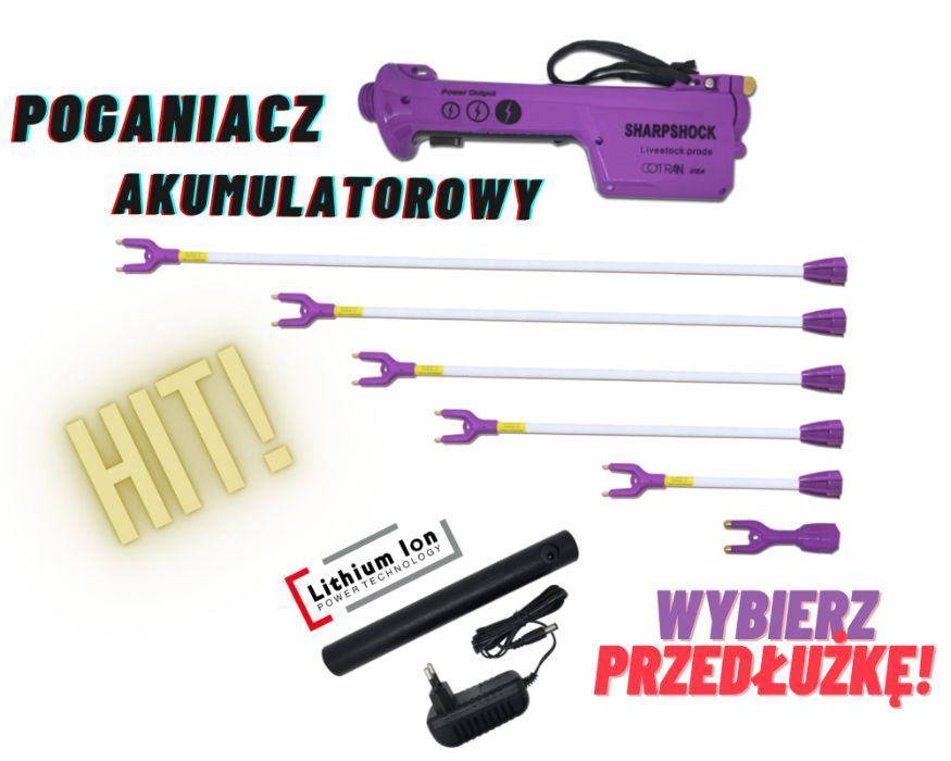 Poganiacz akumulatorowy z ładowarką w zestawie ramie 110cm Wysyłka