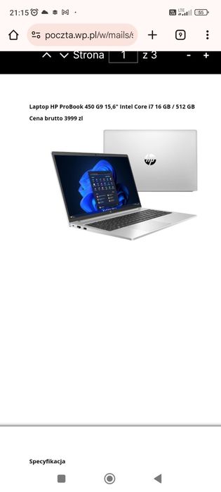 HP Probook 450 G9 zalany